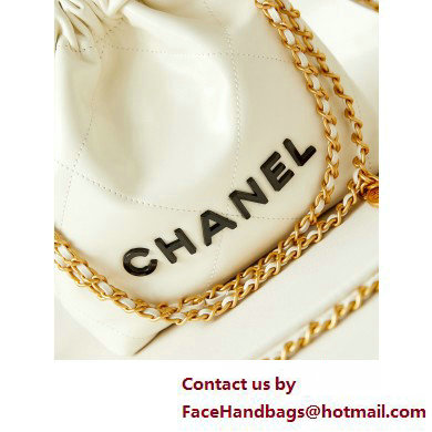 Chanel Shiny Calfskin  &  Gold-Tone Metal CHANEL 22 Mini Handbag AS3980 White/Black